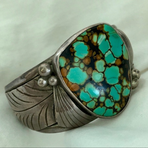 VINTAGE 🖤 Turquoise & Sterling cuff - Picture 2 of 4